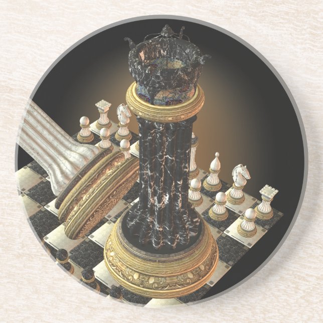 Dessous De Verre En Grès Dessous de verre de grès de jeu d'échecs (Devant)