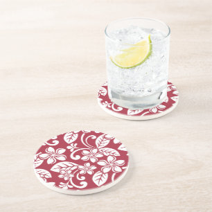 Dessous De Verre En Grès DESSOUS DE VERRE de grès de l'ÎLE PLUMERIA (ROUGE