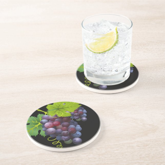 Dessous De Verre En Grès Dessous de verre de grès de raisins (Côté)