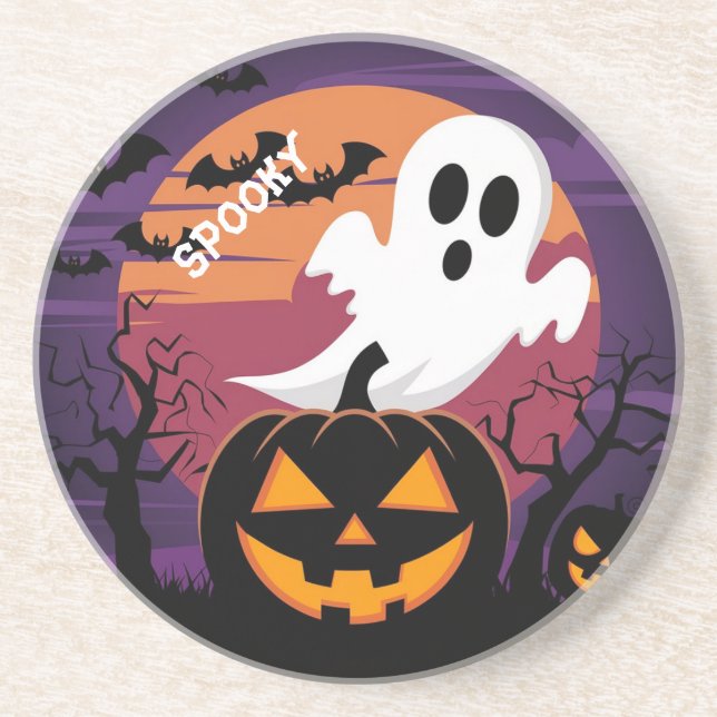 Dessous De Verre En Grès Dessous de verre de grès d'Halloween. (Devant)