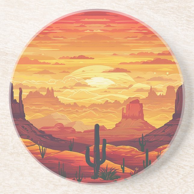 Dessous De Verre En Grès Dessous de verre de grès du désert Sunset (Devant)