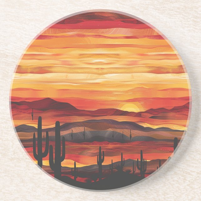 Dessous De Verre En Grès Dessous de verre de grès du désert Sunset (Devant)