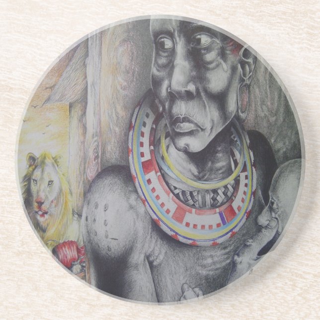 Dessous De Verre En Grès Dessous de verre de grès Hakuna Matata Masai (Devant)