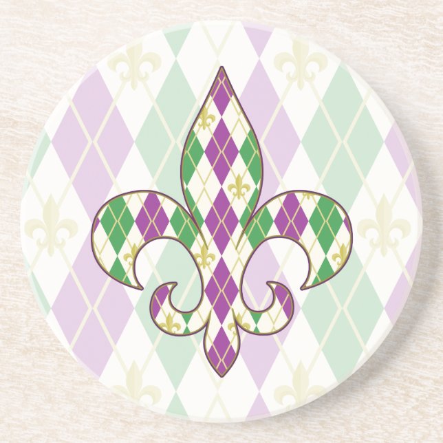 Dessous De Verre En Grès Dessous de verre de grès Jacquard Mardi Gras (Devant)