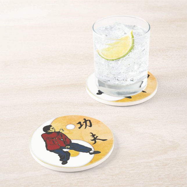 Dessous De Verre En Grès Dessous de verre de grès Kung Fu (Côté)