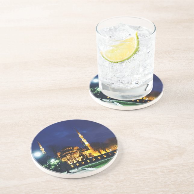 Dessous De Verre En Grès Dessous de verre de grès Mosquée Bleue Turquie (Côté)