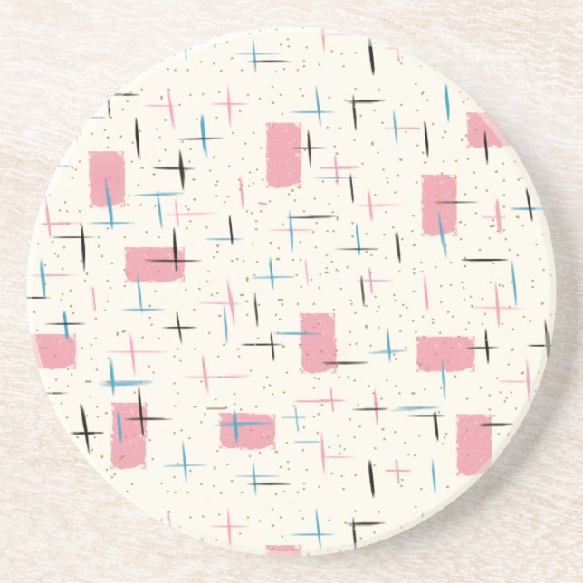 Dessous De Verre En Grès Dessous de verre de grès Motif rose rétro (Devant)