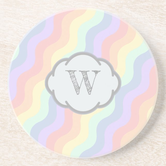 Dessous De Verre En Grès Dessous de verre de grès Pastel Rainbow Waves (Devant)