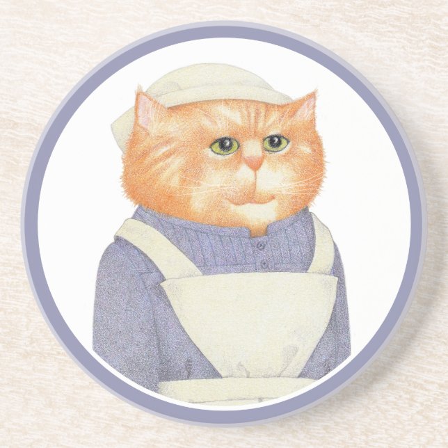 Dessous De Verre En Grès DESSOUS DE VERRE de grès rond CAT CUISINE (Devant)