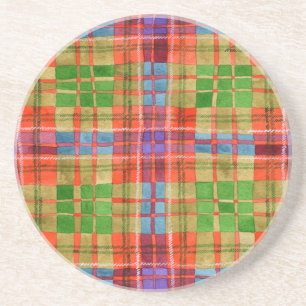 Dessous De Verre En Grès DESSOUS DE VERRE de grès rond MAC RAE TARTAN