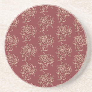 Dessous De Verre En Grès Dessous de verre de grès rond, Maron, Floral Bleu