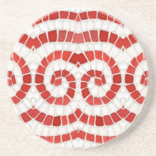 Dessous De Verre En Grès DESSOUS DE VERRE de grès rond MOSAIC IONIQUE ROUGE