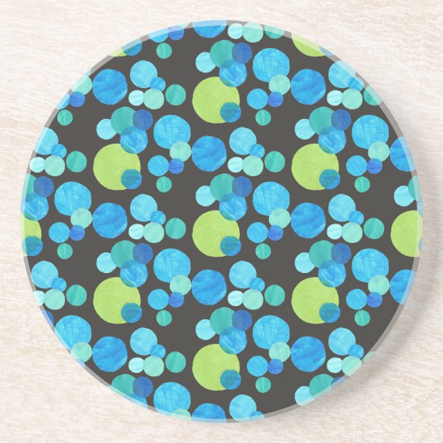 Dessous De Verre En Grès Dessous de verre de grès rond, Motif Blue Moons (Devant)