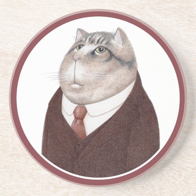 Dessous De Verre En Grès DESSOUS DE VERRE de grès rond VALET CAT (Devant)