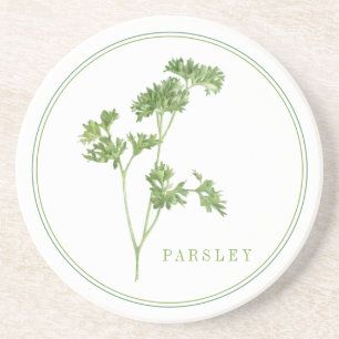 Dessous De Verre En Grès DESSOUS DE VERRE rond de grès PARSLEY FRAIS (+text