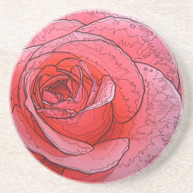 Dessous De Verre En Grès Dessous de verre roses de grès de paix artistique (Devant)