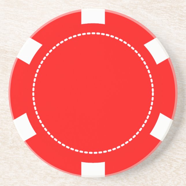 Dessous De Verre En Grès Dessous de verre rouges de grès de jeton de poker (Devant)