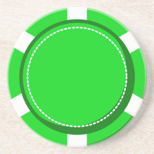 Dessous De Verre En Grès Dessous de verre verts de grès de jeton de poker