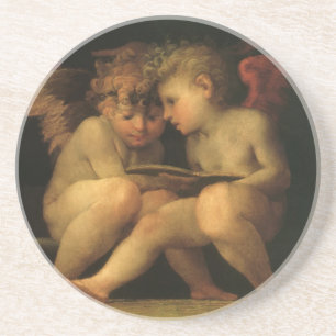 Dessous De Verre En Grès Deux Cherubs Lecture par Rosso Fiorentino, Angels