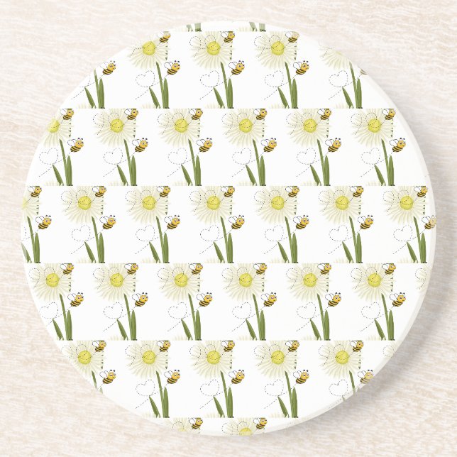 Dessous De Verre En Grès Deux petites abeilles mignonnes (Devant)