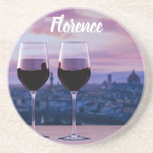Dessous De Verre En Grès Deux verres de vin rouge sur la ligne d'horizon de