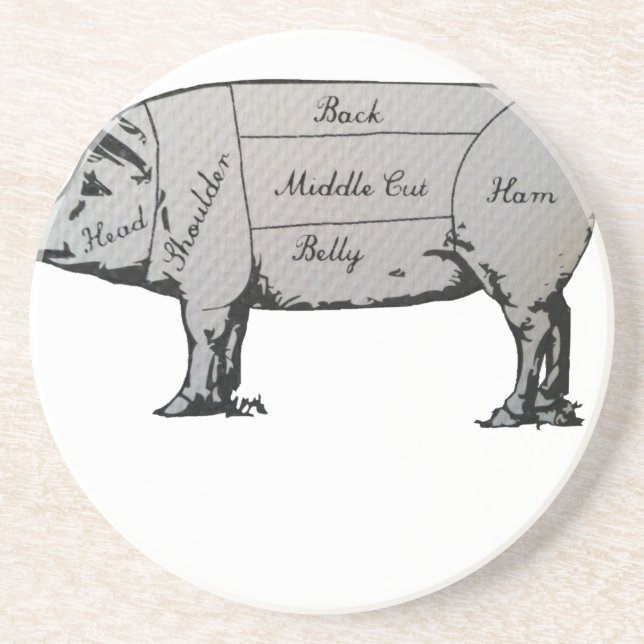 Dessous De Verre En Grès Diagramme de porc (Devant)