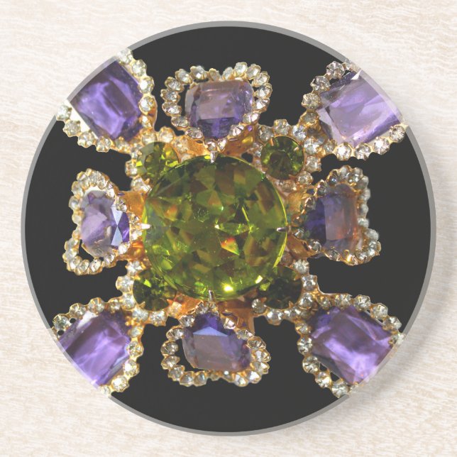 Dessous De Verre En Grès Diamants d'améthyste violet Emeralds bijoux (Devant)