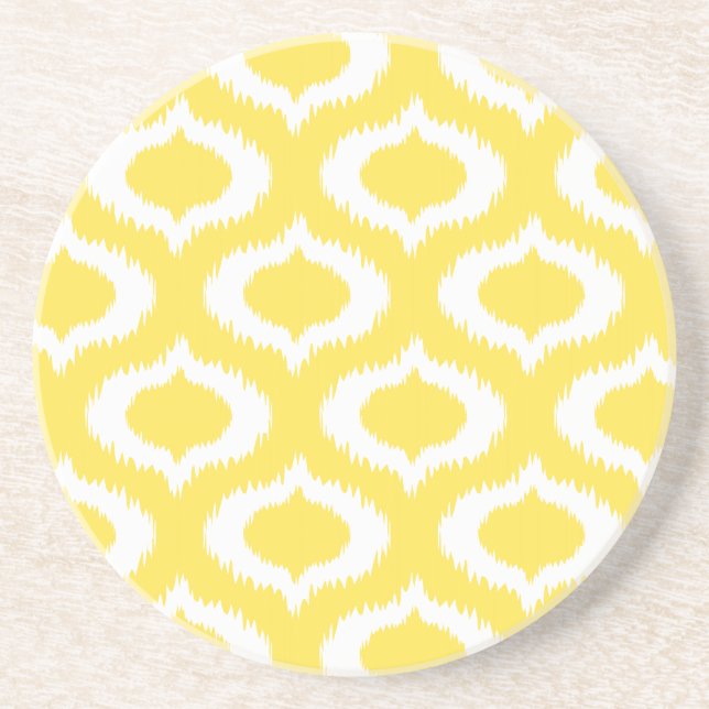 Dessous De Verre En Grès Diamants jaunes modernes d'Ikat (Devant)