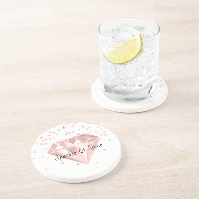 Dessous De Verre En Grès Diamants roses scintillent (Côté)
