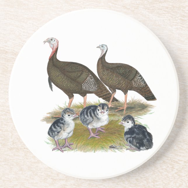 Dessous De Verre En Grès Dindes Famille Sauvage de l'Est (Devant)