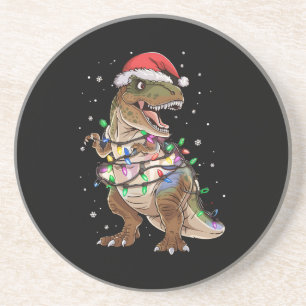 Dessous De Verre En Grès Dinosaur T-rex Arbre Chandail de Noël Xmas Dino