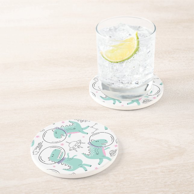 Dessous De Verre En Grès Dinosaures de l'espace, Dinosaures mignons, Navire (Côté)
