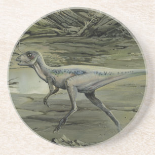 Dessous De Verre En Grès Dinosaures vintage, un Hypsilophodon du Crétacé