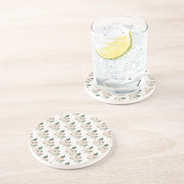 Dessous De Verre En Grès Disposition floral rétro doux  (Côté)