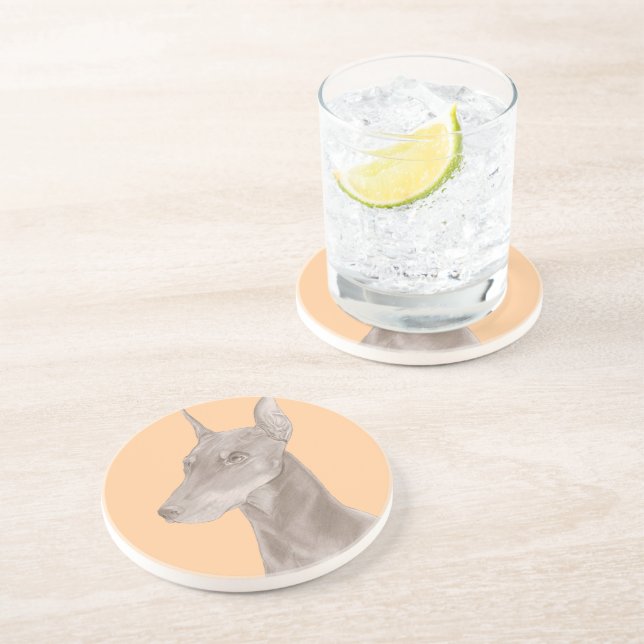 Dessous De Verre En Grès Doberman Portrait (Côté)