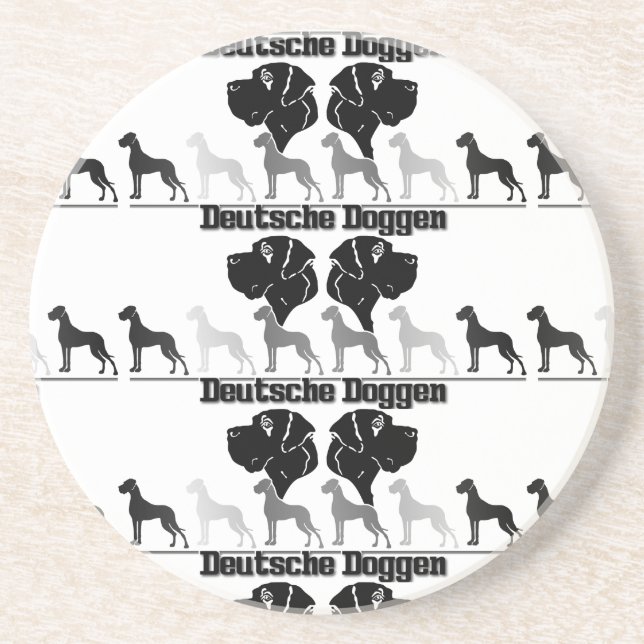 Dessous De Verre En Grès Doggenlogo Noir Gris (Devant)