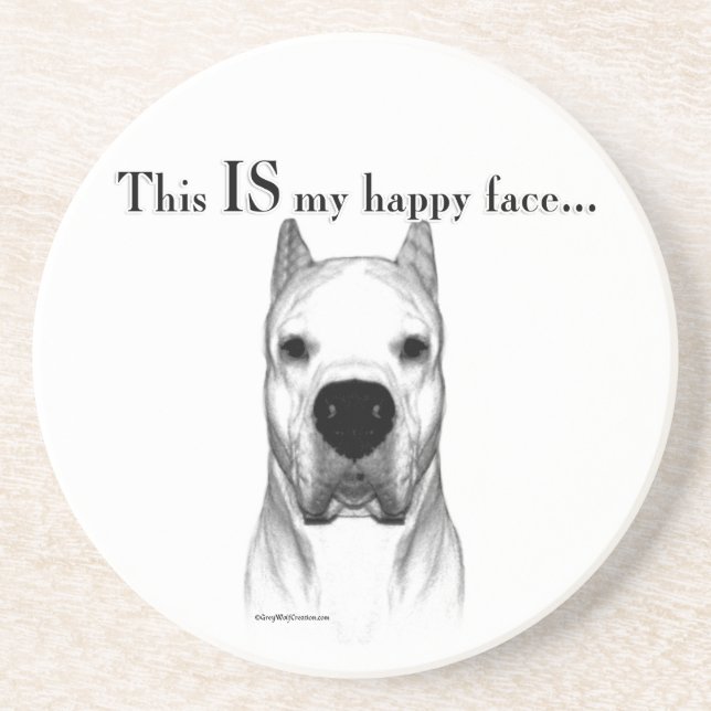 Dessous De Verre En Grès Dogo Argentino Joyeux Visage (Devant)