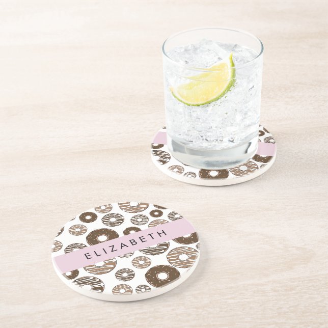 Dessous De Verre En Grès Donuts Au Chocolat, Donuts Au Caramel, Glace, Votr (Côté)