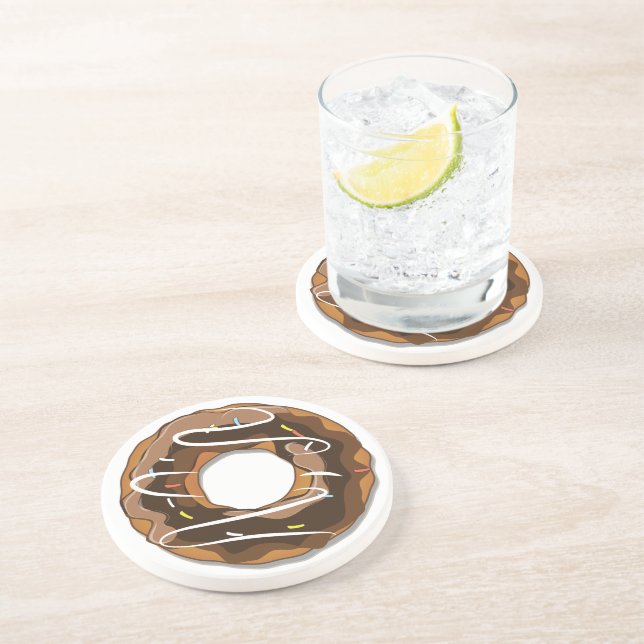 Dessous De Verre En Grès Donuts avec glaçage au chocolat (Côté)