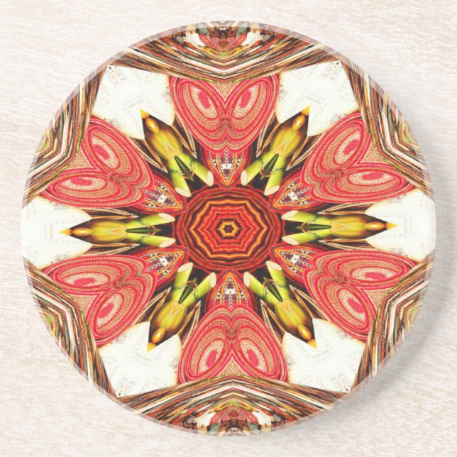 Dessous De Verre En Grès Doodle Floral Art Imprimer (Devant)