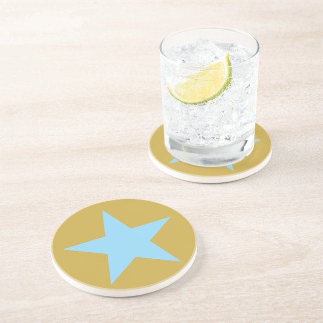 Dessous de verre en grès doré avec BlueStar Drink (Côté)