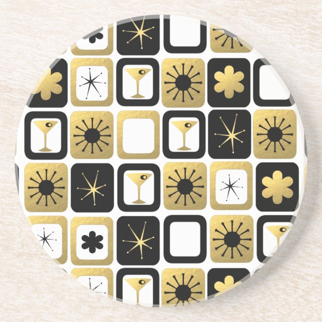 Dessous de verre en grès doré rétro (Devant)