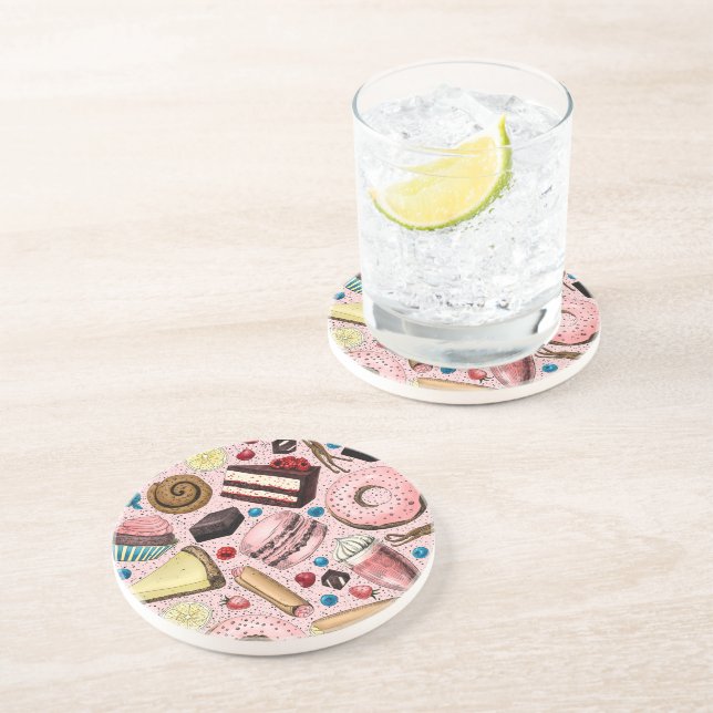 Dessous De Verre En Grès Douceurs sur rose (Côté)