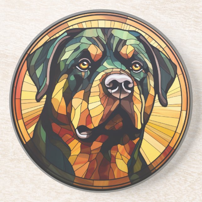 Dessous De Verre En Grès Doux tournevis en verre chien Rottweiler (Devant)