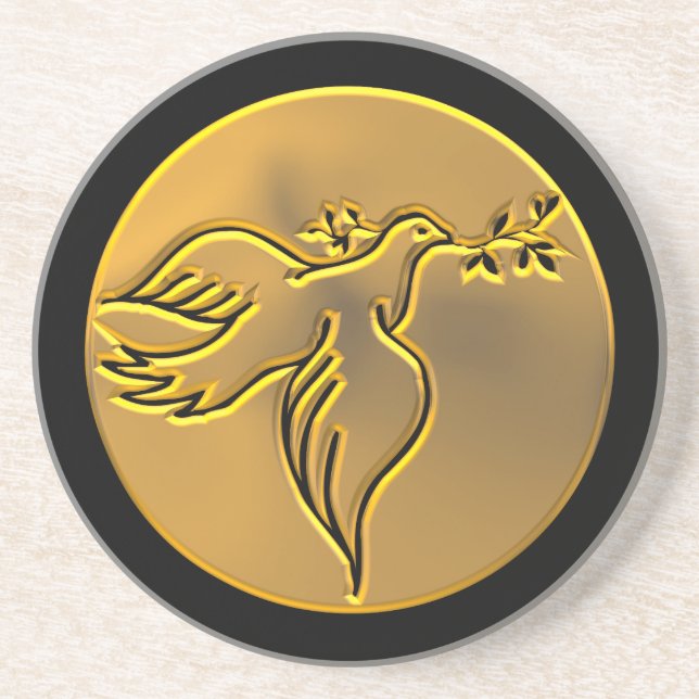 Dessous De Verre En Grès Dove d'Or de la Paix - Esprit Saint (Devant)