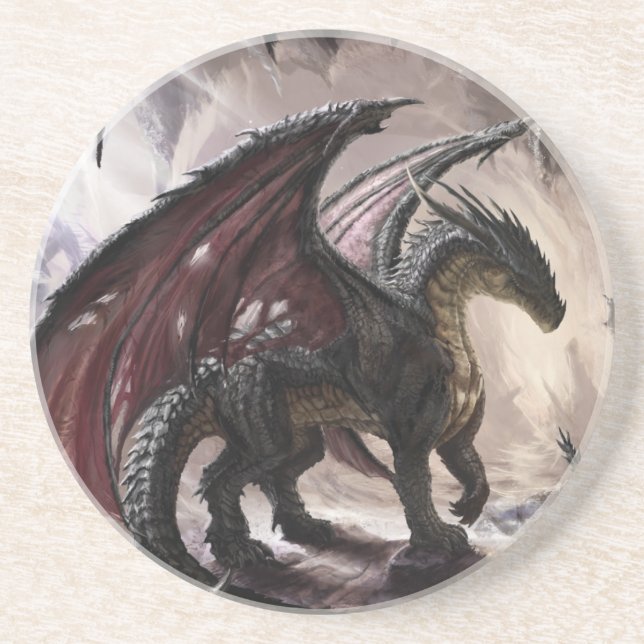 Dessous De Verre En Grès Dragon dans la grotte (Devant)