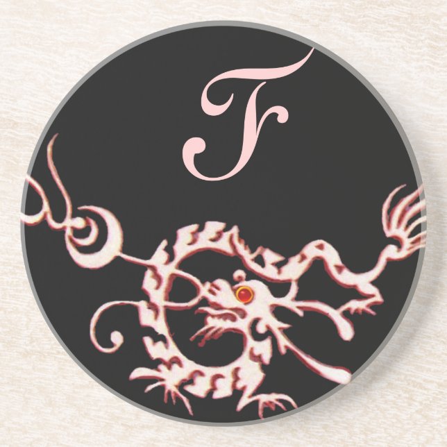 Dessous De Verre En Grès DRAGON DE MER 2 MONOGRAMME rose noir (Devant)