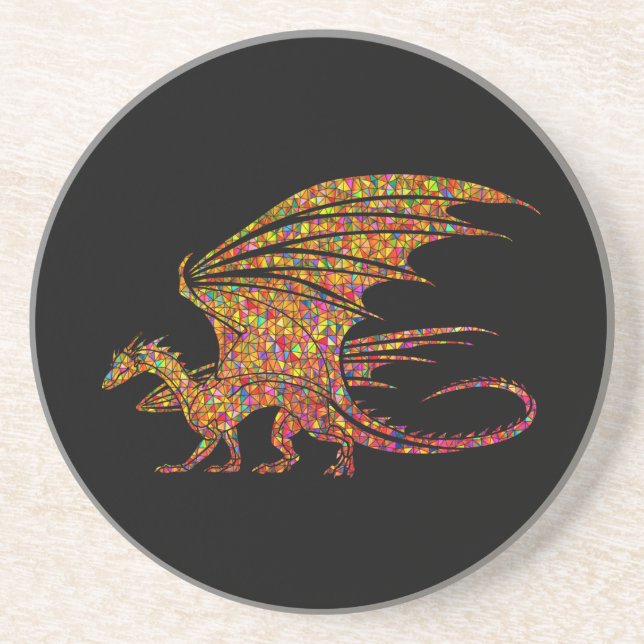 Dessous De Verre En Grès Dragon de mosaïque Extraordinaire (Devant)