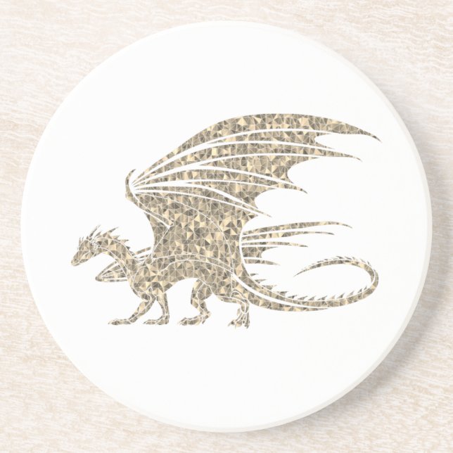Dessous De Verre En Grès Dragon de mosaïque Extraordinaire Golden (Devant)