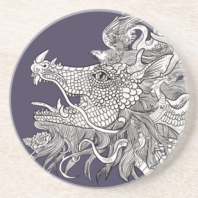 Dessous De Verre En Grès Dragon enchanté (Devant)